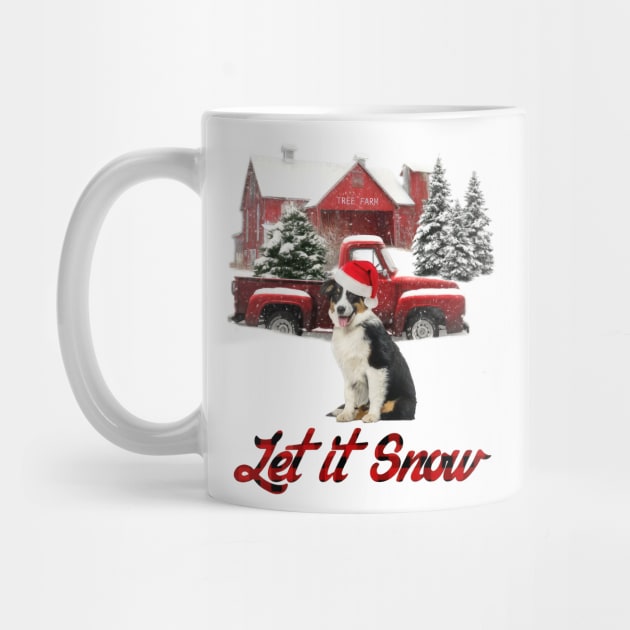 Australian Shepherd Let It Snow Tree Farm Red Truck Christmas by Tagliarini Kristi